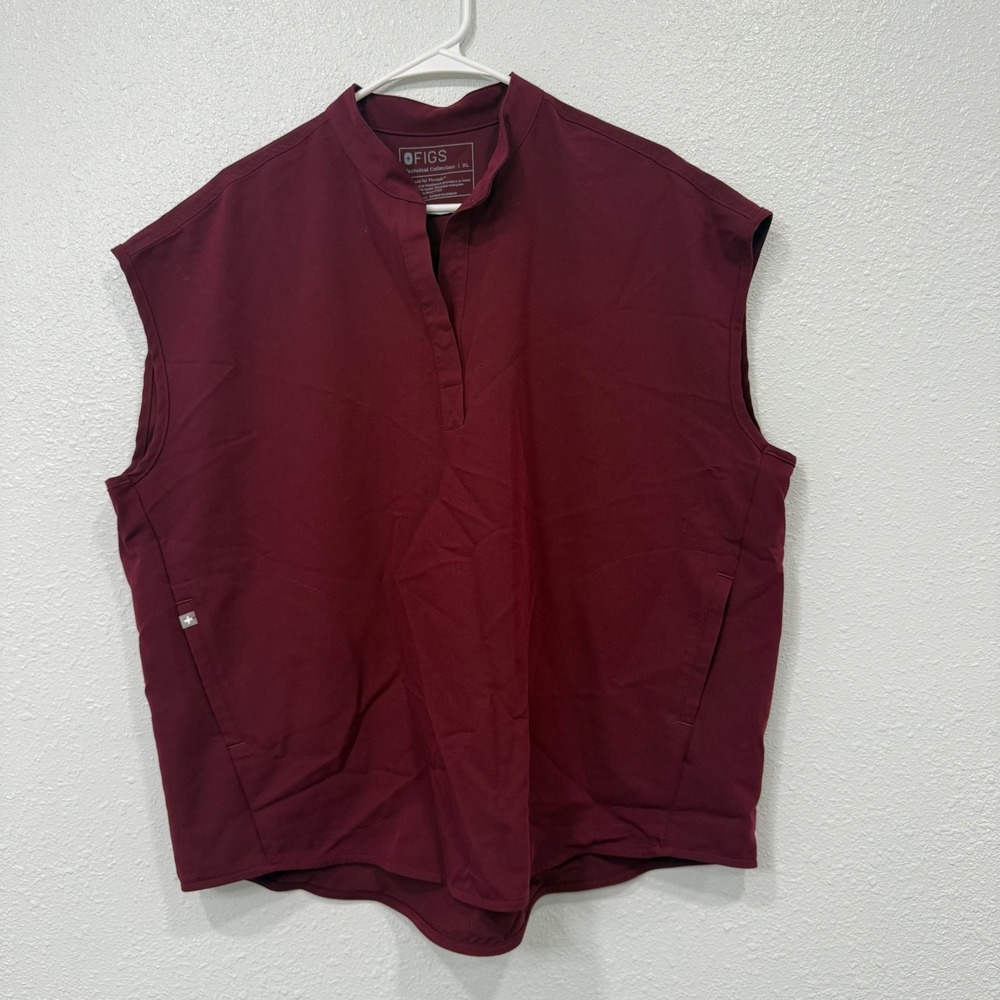 FIGS Rafaela Sleeveless Scrub Top XL Burgundy Technical Collection 1000214